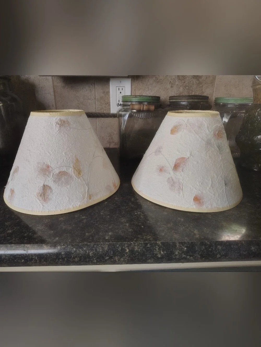 Small Vintage Cream Floral Paper Lamp Shades (Set of 2)